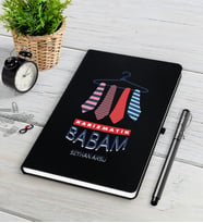 BK Gift Kişiye Özel Karizmatik Babam Siyah Defter Kalem Seti