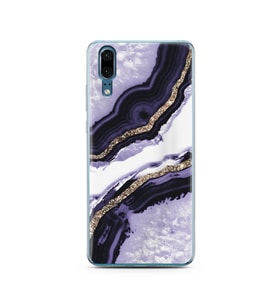 Mor Kumsal Tasarımlı Süper Şeffaf Silikon Telefon Kılıfı Huawei P20   