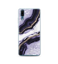 Mor Kumsal Tasarımlı Süper Şeffaf Silikon Telefon Kılıfı Huawei P20   
