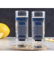 BK Gift Kişiye Özel Renkli Baskılı Absolutely Vodka Tasarımlı İkili Vodka Bardağı-1 (Beyaz)