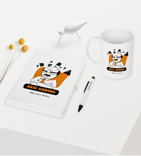 BK Gift Kişiye Özel Okul Müdürü Temalı Beyaz Defter Kalem Kupa Seti - 2