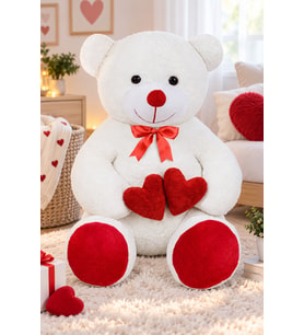 Özgüner 85 cm Bobo Peluş Ayıcık (Beyaz)