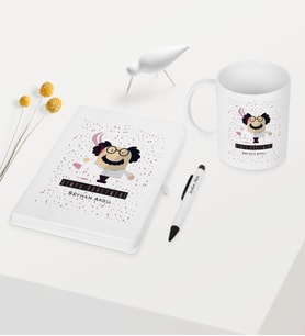 BK Gift Kişiye Özel Kimya Öğretmeni Temalı Beyaz Defter Kalem Kupa Seti - 3