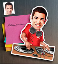 BK Gift Kişiye Özel Bay DJ Karikatürlü Ahşap Magnet (Çok Renkli)