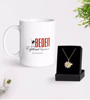 BK Gift Kişiye Özel Beden Eğitimi Öğretmeni Beyaz Kupa ve Papatya Kolye Hediye Seti (Model 1)