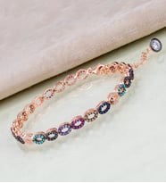 Gümüş Rengarenk Zirkon Taşlı Özel Tasarım Bileklik (Rose)