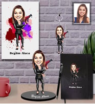 Kişiye Özel Kuaför Bayan Karikatürlü 5 li Hediye Seti  Mod-4