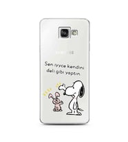 Snoopy Tasarımlı Süper Şeffaf Silikon Telefon Kılıfı Samsung A3 (2016)