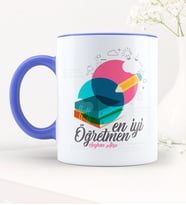 BK Gift Kişiye Özel En İyi Öğretmen Mavi Kupa Bardak - 3