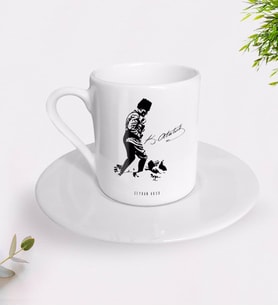 BK Gift Kişiye Özel Atatürk Temalı Türk Kahvesi Fincanı-16 (Beyaz)