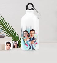 BK Gift Kişiye Özel Gelin Damat Karikatürlü Metal Suluk 500 Ml 4