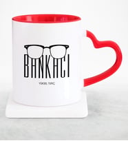 BK Gift Kişiye Özel Mesleki Bankacı Kırmızı Kalpli Kupa Bardak  10