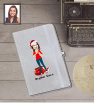 Kişiye Özel Yılbaşı Bayan Karikatürlü Gri Defter Model-7