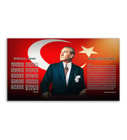 İstiklal Marşı ve Gençliğe Hitabe Tablosu Deri Üzerine Kanvas Tablo 80x130