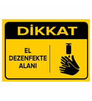 MIGNATIS - Dikkat El Dezenfekte Alanı Levhası - Sac Malzeme 35x50cm
