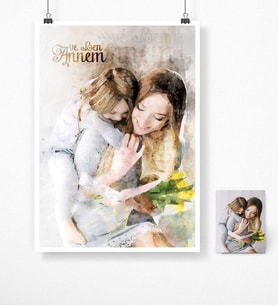 BK Gift Kişiye Özel Annem Ve Ben Suluboya Tasarımlı Afiş Poster 50 X 70 Cm