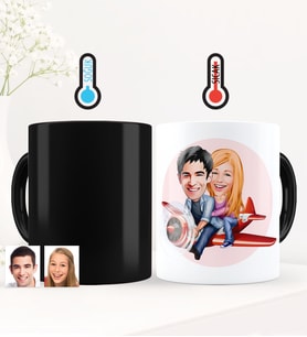 BK Gift Kişiye Özel Sevgililer Karikatürlü Sihirli Kupa Bardak - 11