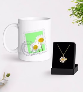 BK Gift Kişiye Özel Papatya Temalı En İyi Öğretmen Kupa Ve Papatya Kolye Hediye Seti-10 (Model 1)