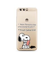Snoopy Tasarımlı Süper Şeffaf Silikon Telefon Kılıfı Huawei P10 