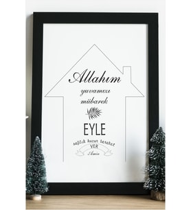 Allahım Yuvamızı Mübarek Eyle Ahşap 24x33 cm Tasarım Çerçeve