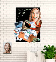 Kişiye Özel Hediye Borsa Kraliçesi Karikatürlü Uv Baskılı Ahşap Tablo