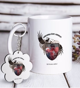 BK Gift Kişiye Özel Mesleki Jandarma Özel Harekat Beyaz Kupa ve Anahtarlık Hediye Seti (Model 1)