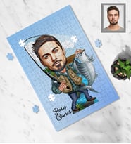 Kişiye Özel Balıkçı Karikatürlü A4 99 Parça Puzzle Bay-2