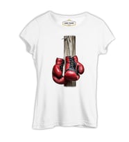 Boks Eldivenleri Beyaz Kadın Tshirt
