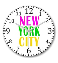 New York City Duvar Saati Bombeli Gercek Cam