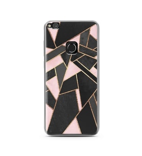 Pembe Geometri Tasarımlı Süper Şeffaf Silikon Telefon Kılıfı Huawei P9 Lite (201