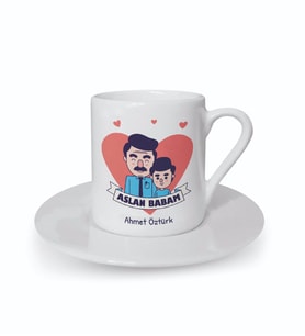 Kişiye Özel Aslan Babam Tasarımlı Türk Kahvesi Fincanı