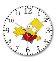 Bart Simpsons Duvar Saati Bombeli Gercek Cam