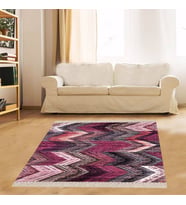 Otantik Kilim Desenli Etnik Dijital Baskı Yıkanabilir Modern Salon Halı ve Yolluk (Mor)