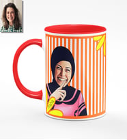 BK Gift Kişiye Özel Türbanlı Karikatürlü Kırmızı Kupa Bardak 41k709