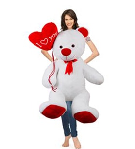 110 Cm Kalp Balonlu Aşık Bobo (Beyaz)