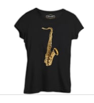 Saksafon Siyah Kadın Tshirt