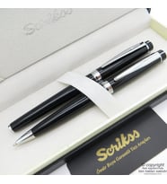 Scrikss 38 Siyah Krom Roller Kalem + Tükenmez Kalem Seti Scrikss Oscar İsme Özel Kalem Hediye Kalem