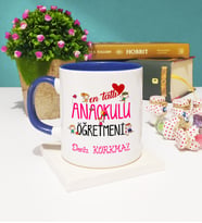 Mesajlı Anaokulu Öğretmeni Kupa Bardak Lacivert