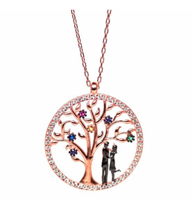 Romantik Çift Bayan Gümüş Kolye 6018600264283