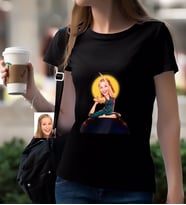 BK Gift Kişiye Özel Bayan Yoga Karikatürlü Siyah T-Shirt-2