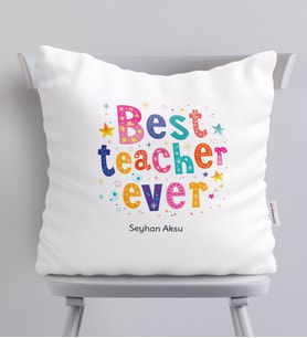 BK Gift Kişiye Özel En İyi Öğretmen Beyaz Yastık-12