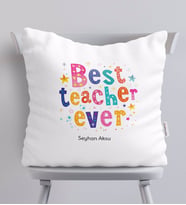 BK Gift Kişiye Özel En İyi Öğretmen Beyaz Yastık-12
