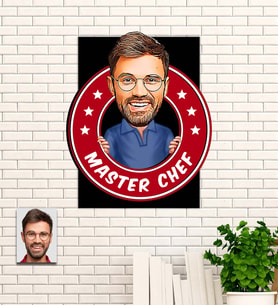 Kişiye Özel Hediye Master Chef Karikatürlü Uv Baskılı Ahşap Tablo