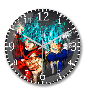 Goku e Vegeta 2 Duvar Saati Bombeli Gercek Cam