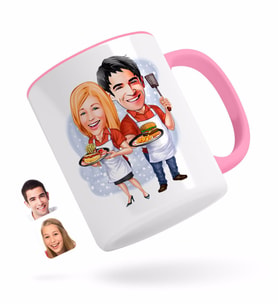 BK Gift Kişiye Özel Sevgililer Karikatürlü Pembe Kupa Bardak-57