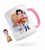 BK Gift Kişiye Özel Sevgililer Karikatürlü Pembe Kupa Bardak-57