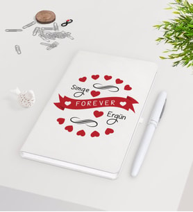 BK Gift Kişiye Özel Sevgililer Günü Beyaz Defter Kalem Seti-43