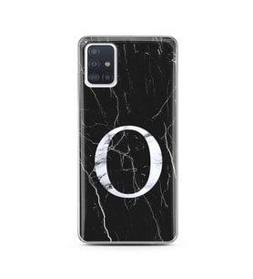 Samsung A51 Siyah Mermer Harf Tasarımlı Telefon Kılıfı O-Harfi 