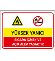 NEW JAGON - Yüksek Yanıcı S*gara İçilmez Açık Alev Yasaktır Levhası - Sac Malzeme 25x35cm