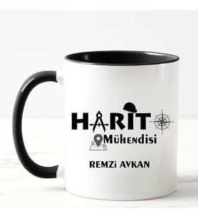 Harita Mühendisi Kupa Bardağı Siyah